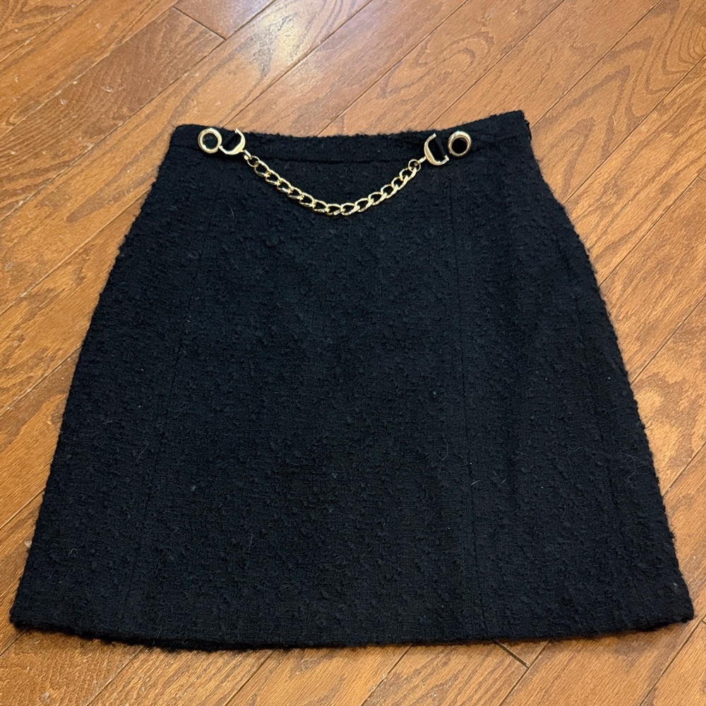 Y2K Elegant Black Skirt with Gold Chain Detail